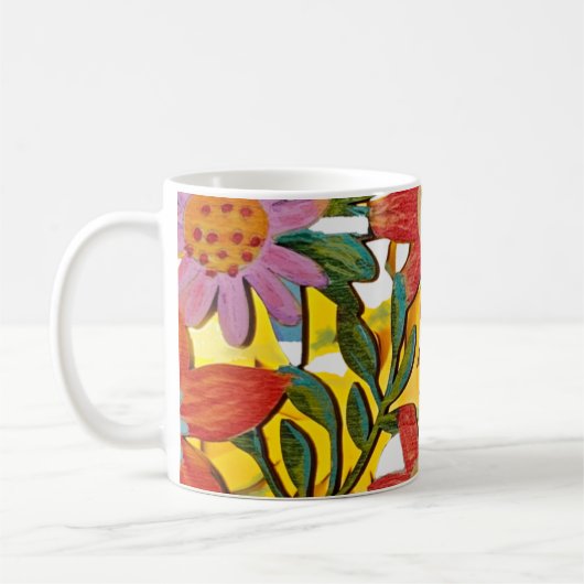 Blume aus lackiertem Holz Kaffeetasse (Links)