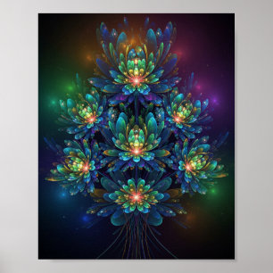 Blume aus leuchtendem Fraktal Poster