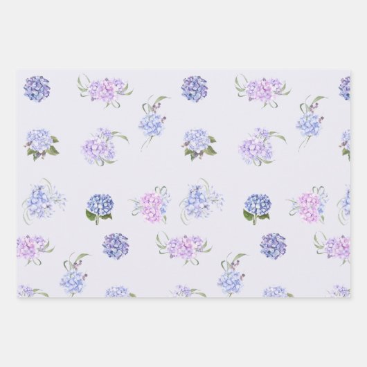 Blume aus Lila Wasserfarbstoff und Hydrangea Geschenkpapier Set (Vorderseite 3)