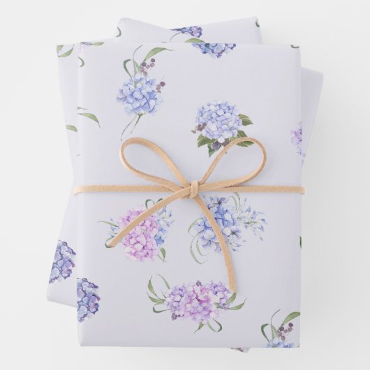 Blume aus Lila Wasserfarbstoff und Hydrangea Geschenkpapier Set (Beispiel)