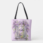 Blume aus Lilacs-Fenstern, rosa Monogramm Tasche (Rückseite)