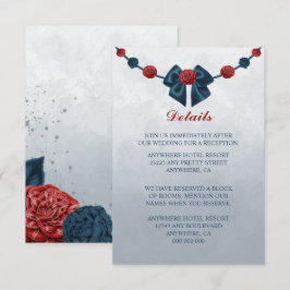 Blume aus Marine und Bordeaux mit schönen Bugdetai Begleitkarte