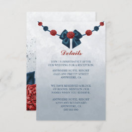 Blume aus Marine und Bordeaux mit schönen Bugdetai Begleitkarte