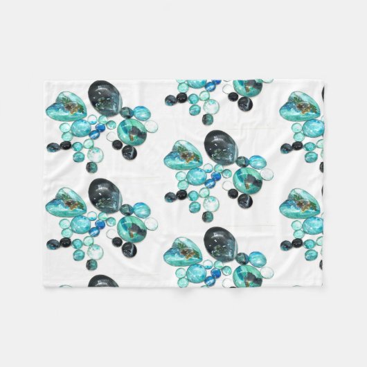 Blume aus Meerglas und Bänder Fleecedecke (Vorderseite (Horizontal))
