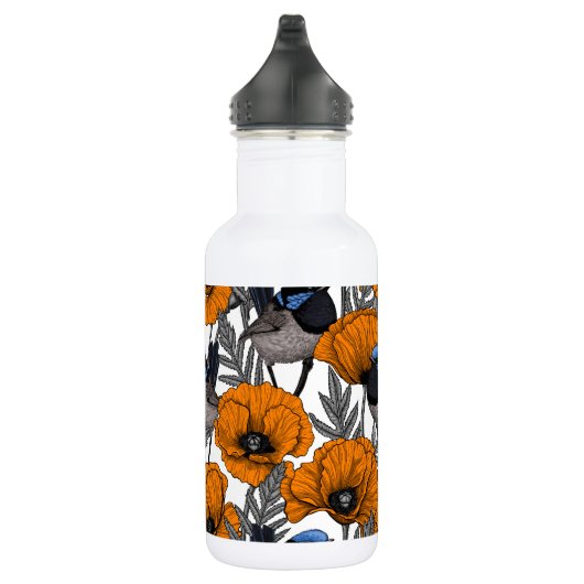 Blume aus Mehl und Orangenmohn 2 Edelstahlflasche (Rechts)