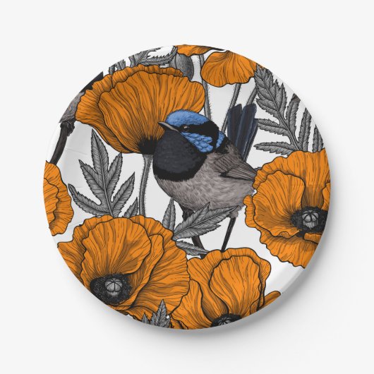 Blume aus Mehl und Orangenmohn 2 Pappteller (Vorderseite)