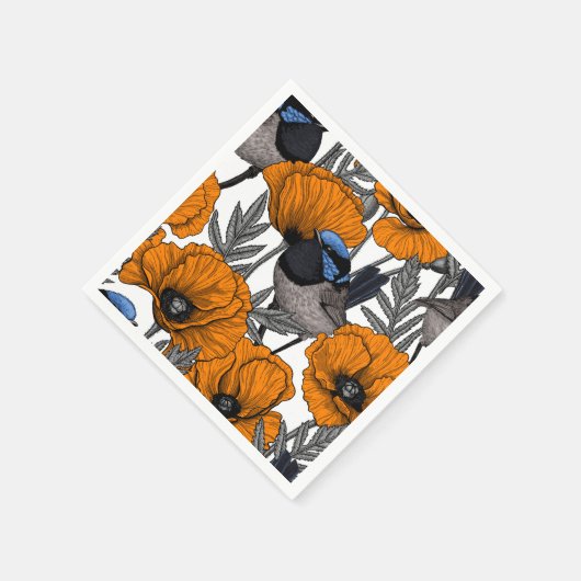Blume aus Mehl und Orangenmohn 2 Serviette (Ecke)