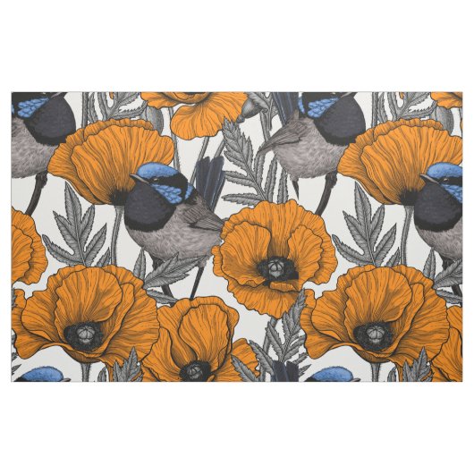 Blume aus Mehl und Orangenmohn 2 Stoff (Fat Quarter (45,7 x 55,9 cm))
