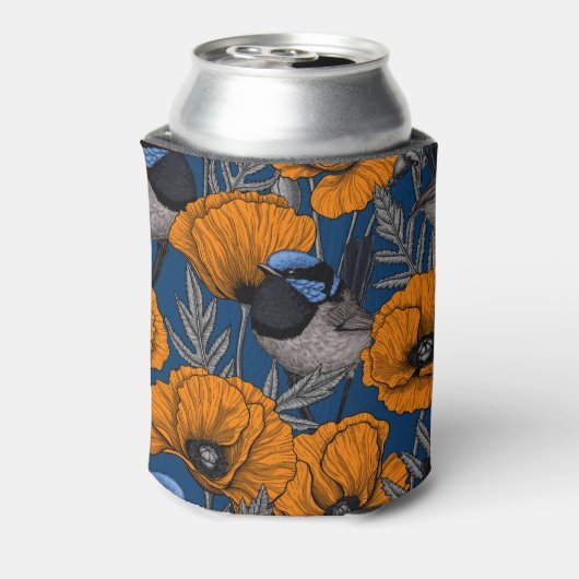 Blume aus Mehlwein und Orangenmohn Dosenkühler (Kanne Rückseite)