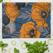 Blume aus Mehlwein und Orangenmohn Geschirrtuch (Gefaltet)