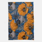 Blume aus Mehlwein und Orangenmohn Geschirrtuch (Vertikal)