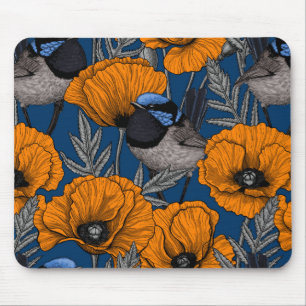 Blume aus Mehlwein und Orangenmohn Mousepad