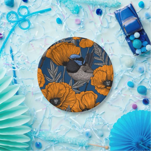 Blume aus Mehlwein und Orangenmohn Pappteller (Party)