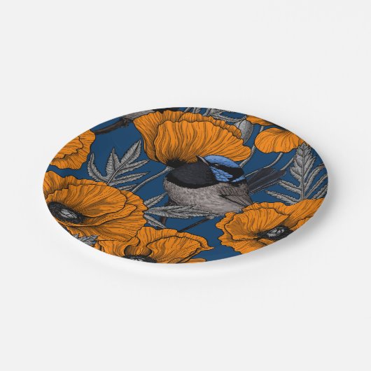 Blume aus Mehlwein und Orangenmohn Pappteller (Schrägansicht)