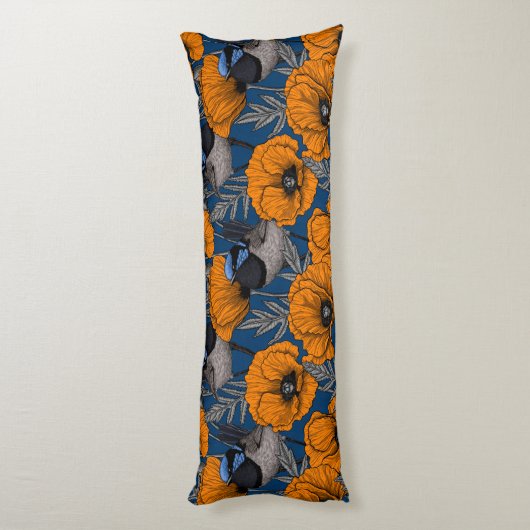 Blume aus Mehlwein und Orangenmohn Seitenschläferkissen (Rückseite (Vertikal))