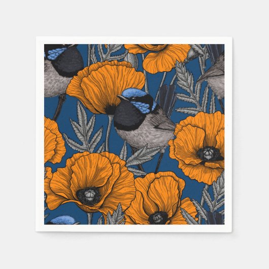 Blume aus Mehlwein und Orangenmohn Serviette (Vorderseite)