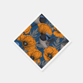 Blume aus Mehlwein und Orangenmohn Serviette (Ecke)