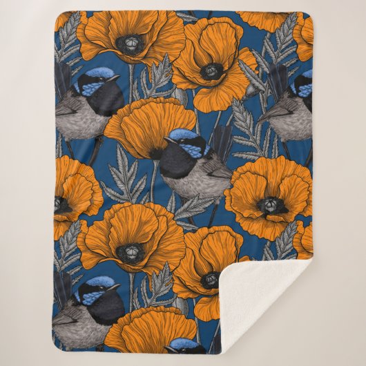 Blume aus Mehlwein und Orangenmohn Sherpadecke (Vorderseite)