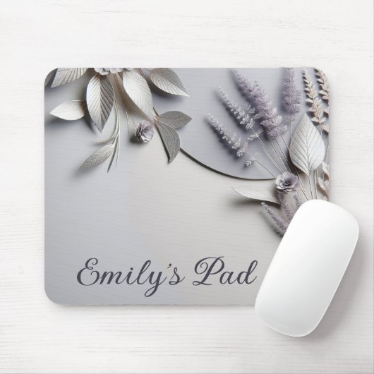 Blume aus Metallpapier auf Silber Mousepad (Mit Mouse)