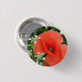 Blume aus Mohn in grüner Vegetation Button (Vorne & Hinten)