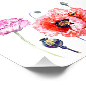 Blume aus Mohnfeldern, Aquarellkunst Fotodruck (Ecke)