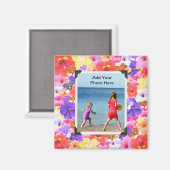 Blume aus Mosaik, in Trikolore gehalten Magnet (Vorderseite/Rückseite)