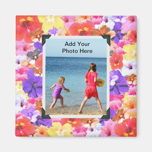 Blume aus Mosaik, in Trikolore gehalten Magnet (Vorne)