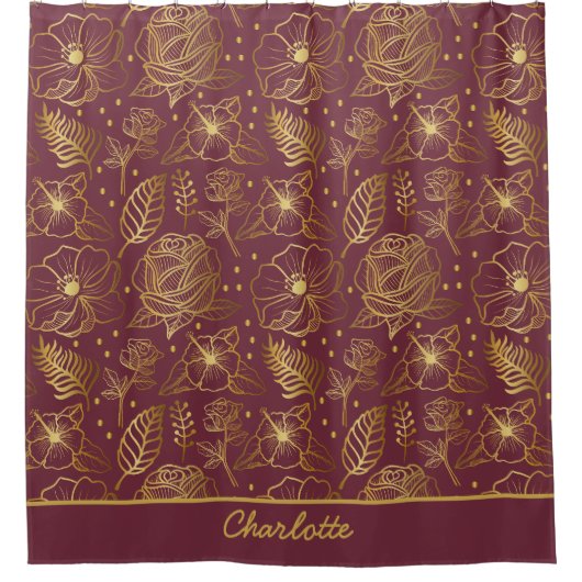 Blume aus nahtlosem Blumenmuster personalisiert Duschvorhang (Vorderseite)