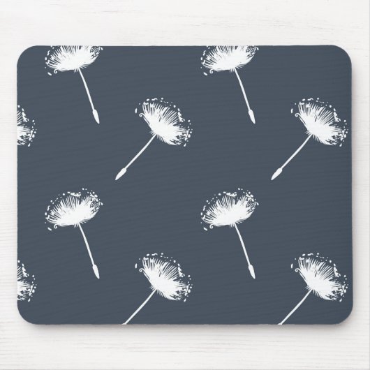 Blume aus Navy Blue und Weiß Dandela Mousepad (Vorne)