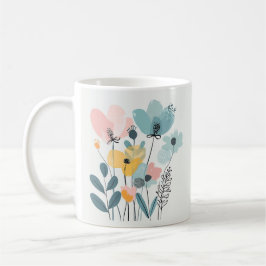 Blume aus niedlichem Cartoon Wasserfarbene Blumenh Kaffeetasse