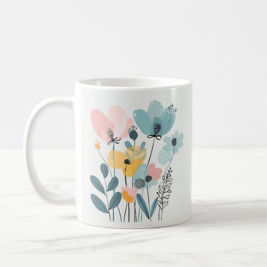 Blume aus niedlichem Cartoon Wasserfarbene Blumenh Kaffeetasse (Links)