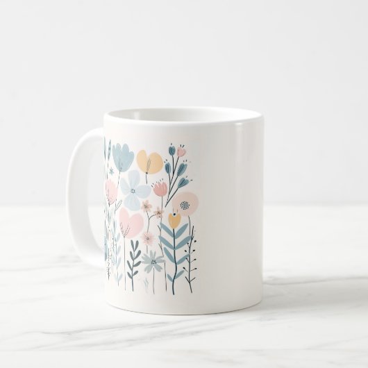Blume aus niedlichem Cartoon Wasserfarbene Blumenh Kaffeetasse (Vorderseite Links)