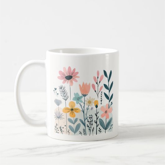 Blume aus niedlichem Cartoon Wasserfarbene Blumenh Kaffeetasse (Links)