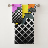 Blume aus Orange & Gelb und Rosa auf einem Trellis Badhandtuch Set (Insitu)