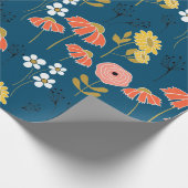 Blume aus orangefarbenem und gelbem Doodle Geschenkpapier (Ecke)