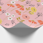 Blume aus orangefarbenem und gelbem Doodle Geschenkpapier (Ecke)