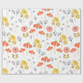 Blume aus orangefarbenem und gelbem Doodle Geschenkpapier (Flach)