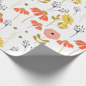 Blume aus orangefarbenem und gelbem Doodle Geschenkpapier (Ecke)