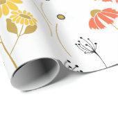 Blume aus orangefarbenem und gelbem Doodle Geschenkpapier (Rolleneckpunkt)