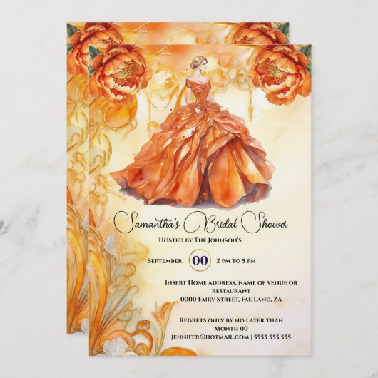 Blume aus Orangenballen Einladung (Vorne/Hinten)