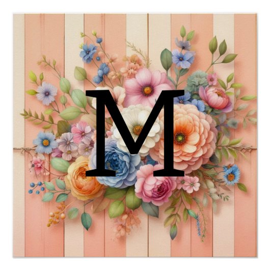 Blume aus Orangenholz mit Monogramm Poster (Vorderseite)