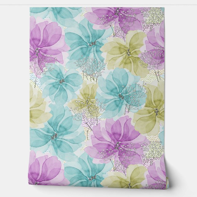 Blume aus Pastel und weißem Gipskraut Tapete (Abrollen)