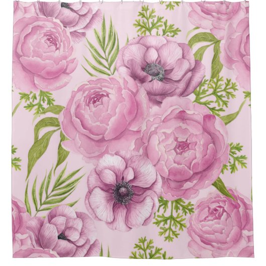 Blume aus Peony und Anemone Duschvorhang (Vorderseite)