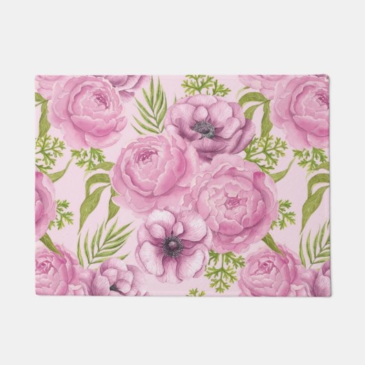 Blume aus Peony und Anemone Fußmatte (Vorderseite)