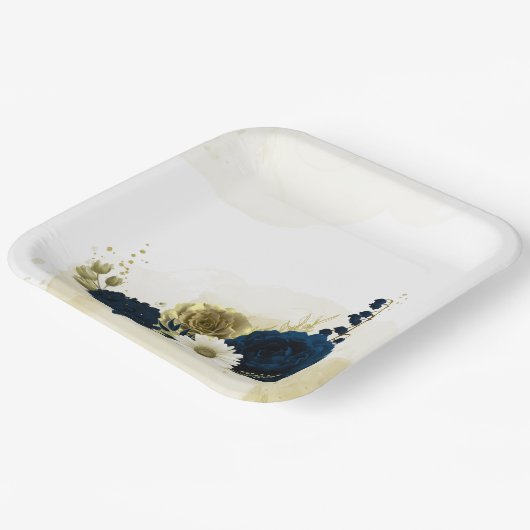 Blume aus phantastischem Elfenbeingold Pappteller (Gewinkelt)