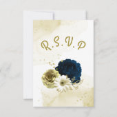 Blume aus phantastischem Elfenbeingold RSVP Karte (Rückseite)