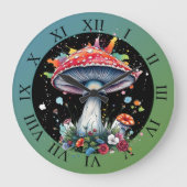 Blume aus Pilzen Große Wanduhr (Vorderseite)