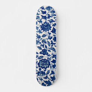 Blume aus Porzellan blau-weiß Skateboard