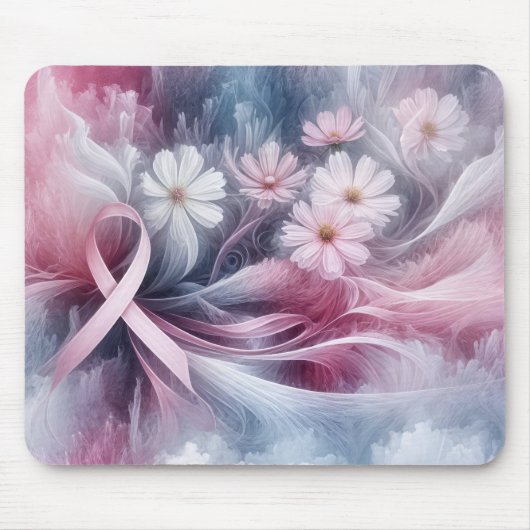Blume aus rosa Band und Kosmos Mousepad (Vorne)