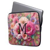 Blume aus rosa Holz mit Monogramm Laptopschutzhülle (Vorderseite Links)